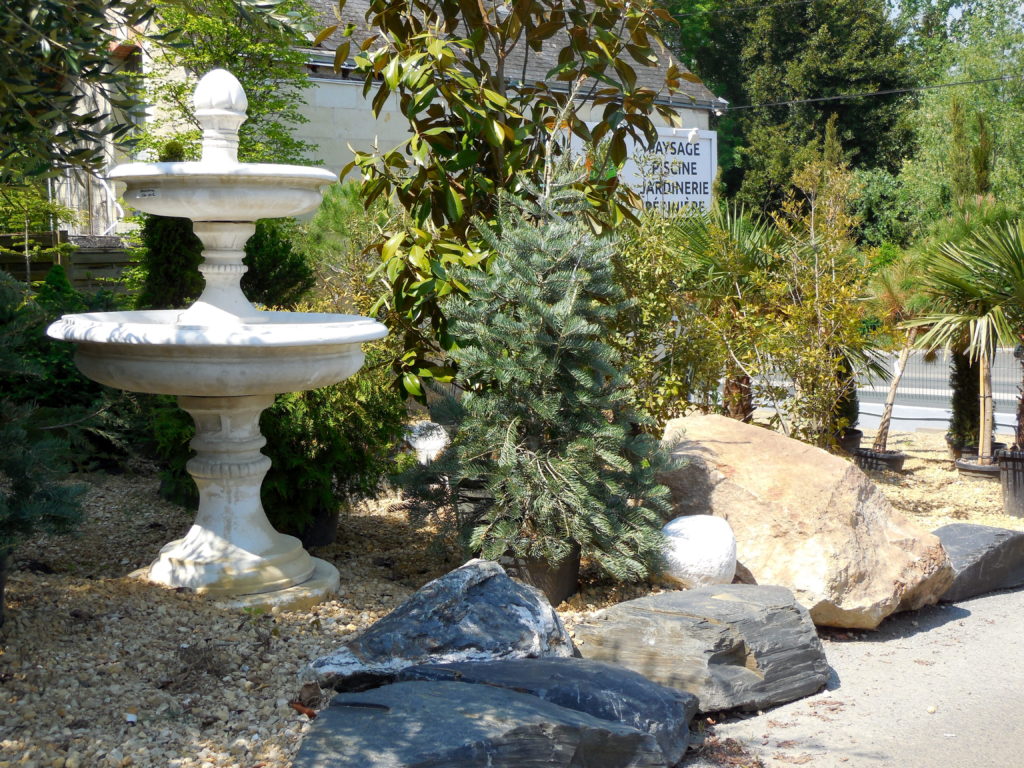 Statue et plantes